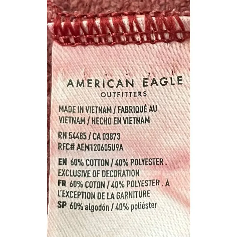 AMERICAN EAGLE LONG SLEEVE CREWNECK SWEATSHIRT, WOMENS, M, HEATHER CRANBERRY - Picture 11 of 11